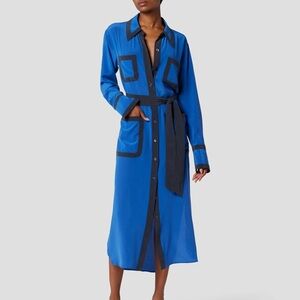 Equipment Blue and Black Silk Maxi Dress